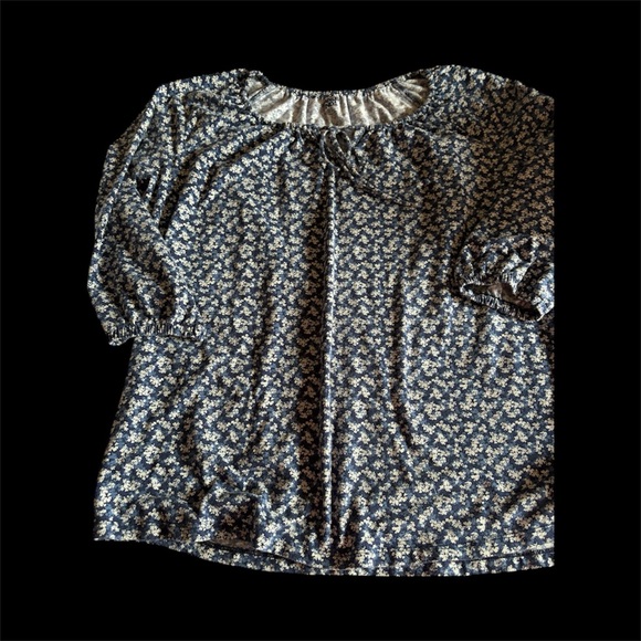 Lands' End Tops - Lands' End Navy Floral Blouse
